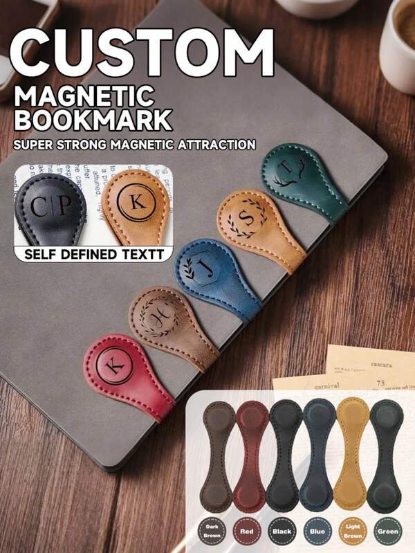 Marcadores de couro personalizados, marcadores magnéticos, acessórios para livros, presentes para amantes de livros, presentes personalizados para ela e para ele, marcadores pequenos, materiais escolares, volta às aulas