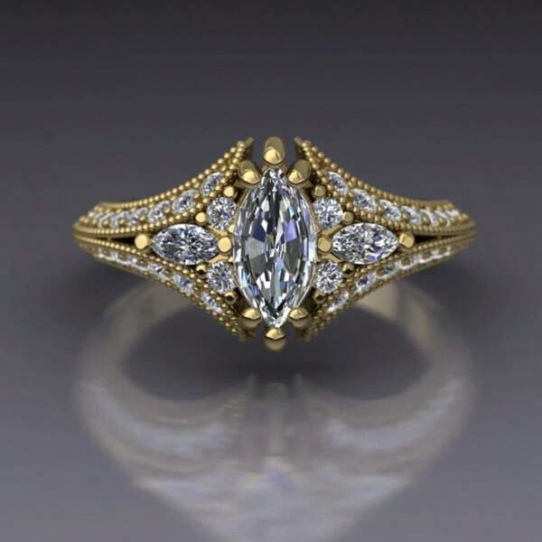 1 pieza Anillo de compromiso con forma de ojo chapado en oro de 14k con cubic zirconia brillante, elegante alianza de boda con detalles suaves, adecuado como regalo para fiestas, Día de San Valentín y cualquier ocasión