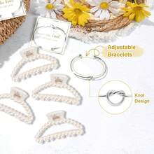 18 pezzi Set regalo per proposta da damigella, 6 fermagli per capelli con perle e 6 braccialetti con nodo per damigelle, regali per addio al nubilato, matrimonio, accessori per capelli per donne