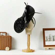 Women Fascinators Hats Vintage Flowers Butterfly Kentucky Derby Hat Headbands For Tea Party Wedding Headwear - 黑色 - 查看 4