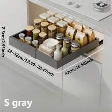 1pc Pull Out Shelf Rack, Kitchen Cabinet Under Sink Adjustable Spice Jars Drawer Basket Organizer, Kitchen Storage Utensils, Room Decoration, Suitable For Kitchen, Restaurant, Party, Camping, Outdoor, Gathering, Gift For Friends, Family Gift