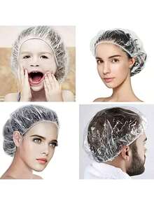 100 piezas Gorras de ducha desechables, gorras de baño impermeables y elásticas, gorras de ducha extra grandes y muy elásticas para el baño, cuidado del cabello, fáciles de transportar
