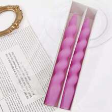 2pcs Cute Candy-Colored Spiral Taper Candles (Length: 20cm/7.87in), Suitable For Home Decor, Dinner Party, Wedding, Valentine's Day, (Red/White/Black/Green/Pink/Purple) Gifts, Birthday, Graduation, Romantic European-Style Elegant Holiday Home Decor, Unscented Twist Candles, Atmosphere-Creating Photography Prop, Christmas Decorations, Christmas Gifts