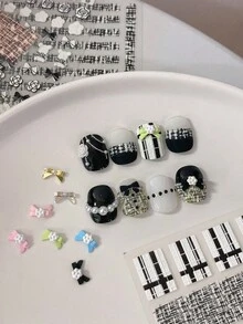 5 件/20 件美甲用品 - 三色熊、玫瑰花、水钻、蝴蝶结、仙女饰物、装饰性 DIY 配件指甲宝石 - 彩色 - 查看 4