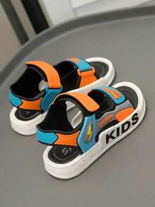 New Boys' Sports Sandals - Summer Eye-Catching Letter Print Style, Casual Flat Design, Suitable For Beach Or Daily Wear; Can Also Be Used As Girls' Water Shoes, Fashionable And Lightweight, Suitable For Autumn, Also Can Be Student Shoes - Orange - View 5