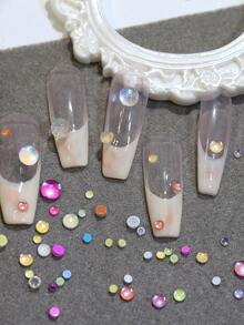 6Grid/Bag Mixed Size Mermaid Tears Glass Rhinestones Shiny Light Sensitive Crystal Nail Art Decoration - Multicolor - View 2