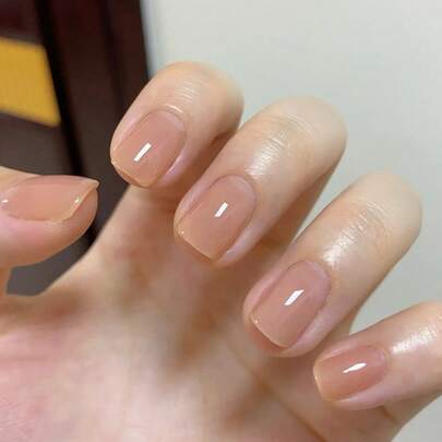 24片装方形橡胶美甲套装，包含短款和中长款方形假指甲，适合夏季，按压式美甲用品