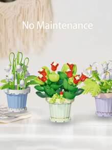 Mini Bouquet Bonsai Tree Toy Building Block Set, DIY Simulation Plant Series Building Block Toys, Toy Building Blocks Suitable For Home Office Decoration Ornaments, Acrylic Dust Cover Building Blocks, Bouquet Set, Suitable For Adults, Birthday Gifts, Christmas Toys