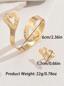 2PCS Simple And Elegant Love Bracelet & Ring Fashion Exquisite Jewelry Set Suitable For Party Daily Wear For Women Holiday Gifts