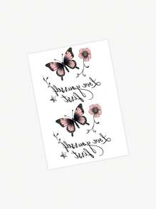 1 pieza Pegatina de tatuaje temporal de hierbas con temática de mariposas y flores en estilo romántico y colorido, impermeable y a prueba de sudor, estilo minimalista Y2K adecuado para mujeres en manos, dedos, palma y brazos