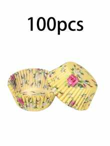 100 pezzi Pirottini per cupcake in carta con motivi floreali, resistenti al calore e impermeabili all'olio, adatti per matrimoni, feste di compleanno e altri eventi