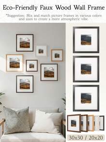 仿木纹方形相框(含衬垫) - 20x20厘米/25x25厘米/30x30厘米/10x10厘米/40x30厘米,乡村农舍风格墙面装饰,用途广泛,适用于画廊墙、艺术印刷品、照片和纪念品,单包装,樱桃木纹理/胡桃木棕色纹理/浅橡木纹理/奶油橡木纹理/哑光黑微纹理 - 彩色 - 查看 11