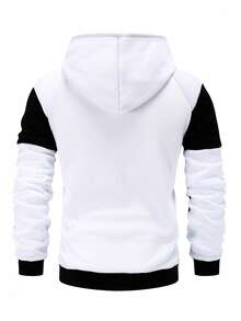 Nuevo conjunto de sudadera con capucha con cremallera para hombres de otoño e invierno, conjunto deportivo casual de sudadera con forro polar - Blanco - Ver 3
