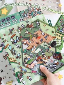 2/1 Piece Large 3-Layer Decorative DIY House Stickers, Scene Stickers, 3D Stereoscopic Mini House Miniature Scene Stickers, Landscape Stickers, Scene Stickers, Handbook Stickers, Hand Categorized Small House Scene Stickers, Reusable, Multiple Sizes Available - Multicolor - View 8