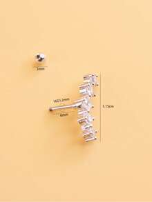 1pc Zirconia Pave Soft Cartilage Ear Stud Earring Piercing Jewelry - Yellow Gold - View 5