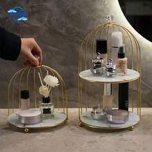 Elegant Double-Layer Birdcage Cake Stand - Golden Cast Iron Dessert Display For Living Room, Perfect For Snacks, Fruit & Sweets Dessert Table Display