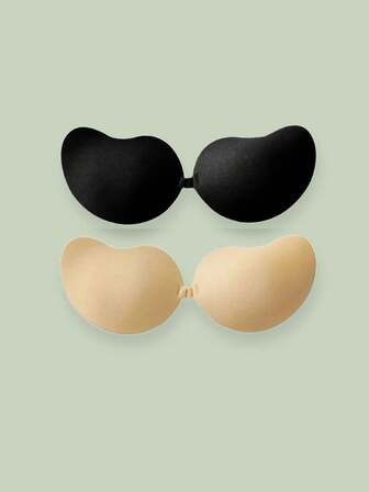 Osynlig axelbandslös självhäftande BH, Plus Size Mango Tyg Kupa Silikon Bystlyftande Tejp, Sexig Elegant Dekolletage Förstärkande BH-Petals, Rygglösa Klänningar & Brudkläder, Enfärgad Casual-Bekväm Minimalistisk, Casual-Sport Stickat Material Klämma Rygglös Bystlyftande Tejp, Hela Säsong