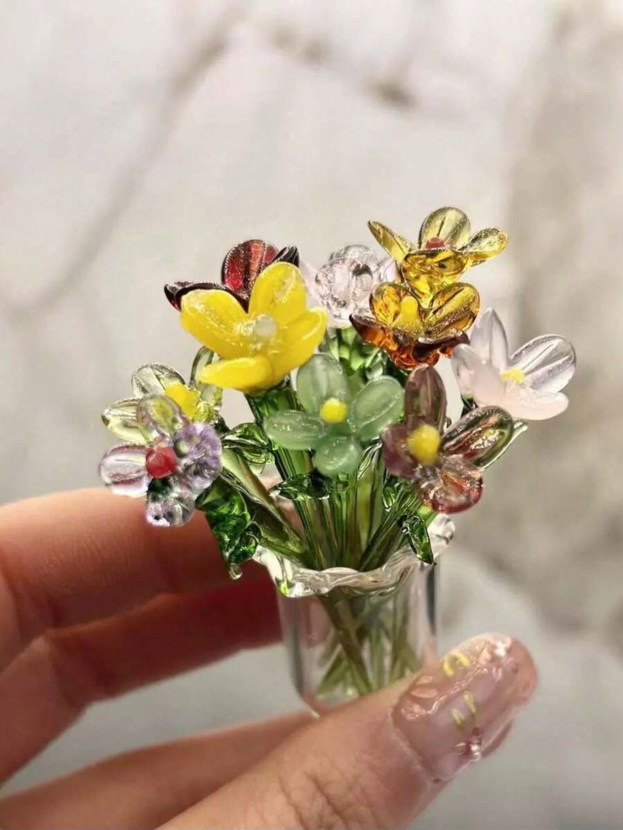 迷你玻璃花盆、家居装饰、人造百合、郁金香植物、花瓶、情人节、父亲节、母亲节、教师节、复活节、儿童节、妇女节、毕业典礼礼物 - 彩色 - 查看 1