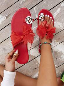 Sandale pentru femei, vara 2025, stil Fairy, cu plasă neagră și fundă, model viral țesut manual, vârf rotund simplu, decor metalic, stil romantic Mori, mărime mare, sandale casual de zi cu zi, pantofi de nuntă din plasă confortabilă, albi, de vară, pantofi de plajă și întâlniri casual