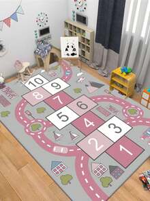 色彩鲜艳的益智游戏垫，图案包括游乐场、动物和交通工具，适用于客厅、卧室、厨房，多种尺寸可选，可机洗。 - 灰色 - 查看 5