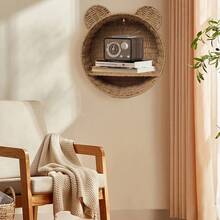 Handmade Woven Straw Rope Wall Hanging Storage Basket, Home Decor Organizer - Brown - View 1