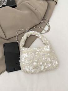 1 pieza Bolso de mano pequeño de alta gama con brillo, estilo minimalista para fiesta de noche, adecuado para banquetes y ocasiones