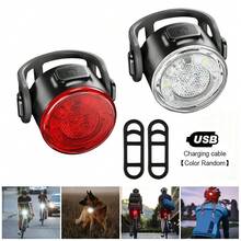 1 Set Rechargeable Bicycle Front White Light & Rear Red Safety Warning LED Light
