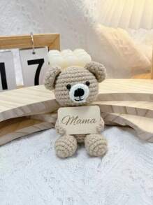 1 peça de 3,9 polegadas de estatueta de urso de pelúcia de crochê com energia positiva personalizada, personalizável com nomes de membros da família, adequada para o dia das mães, dia dos pais, aniversário de casal, confissão, festa, casamento, aniversário, presentes de Natal, presente de dia das mães, multifuncional, reutilizável, ornamental, requintado, elegante, adorável, colorido, fofo, engraçado, personalizado, único, presentes ideais para ela, presentes ideais para ele, para aniversários, para aniversários