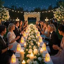 12pcs/Set Of Vintage LED Lantern Decorative Lights, Perfect As Centerpiece For Party Table, Mini Lantern With Flashing LED Candles, Shiny Centerpiece For Christmas Table, Retro Chandelier Decoration, Moroccan Lantern, Must-Have Decorations For Christmas, Wedding. - 六角風燈 - 查看 2