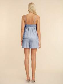 Women's Loose Casual Solid Color Two Piece Set - Navy Blue - View 2