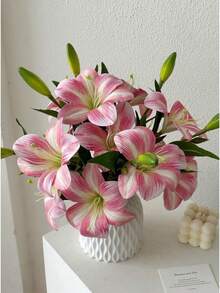 1pc Lily Artificial Flower Fake Flower Decoration Bedroom Living Room Dresser Artificial Flower Interior Decoration Fake Flower Day Lily Flower, Suitable For Gift Gifts Graduation - Multiple Colors - View 3