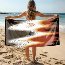 1件，黑色、橙色和白色抽象艺术沙滩巾，轻便、快干、吸水性强，71英寸 x 31.5英寸 - 彩色 - 查看 14