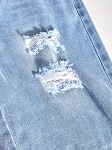 Tween Boys Distressed Pocket Casual Denim Shorts, Suitable For Summer