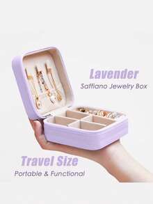 1 件便携式旅行珠宝盒、PU 防水珠宝收纳盒、多隔层化妆包、戒指盒、带可拆卸珠宝展示托盘的夏季假日盒、多功能桌面收纳盒，可容纳戒指、吊坠、耳环、项链，是送给母亲和女孩的理想礼物，旅行配件、珠宝、家居装饰