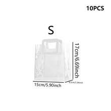 10 个重型透明 PVC 礼品袋（带手柄） - 可重复使用，非常适合新娘送礼会、青年送礼会、婚礼礼物和购物跳跃婚礼、生日、婚礼、订婚周年纪念派对宴会茶会婚礼精致工艺时尚搭配夏威夷（无发夹）装饰房子卧室装饰生日婚礼拍摄道具生日派对礼物随附礼品袋透明手提袋 - 彩色 - 查看 10