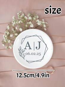 1/2/5Pcs Personalized Name Ceramic Ring Plates, Custom Jewelry Boxes, Customized Engagement Gifts, Customizable First Marriage Ring Plates, Bride And Groom Gifts, Bride Proposal Gifts, Bride Showers, Anniversary Gifts, Personalized Ring Plates