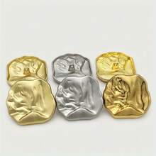 10件套18/25/36毫米时尚金属大纽扣，适用于毛衣/开衫/外套，金色/银色/浅金色|纹理不对称服装装饰配件DIY缝纫纽扣 - 彩色 - 查看 3