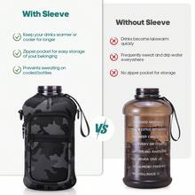 UKEIN Half Gallon Water Bottle With Storage Sleeve, 74oz Large Water Bottle With 2 Lids(Straw Lid And Chug Lid), Big Sports Water Jug For Gym With Strap, Drink Container With Handle - 黑色迷彩 - 查看 5
