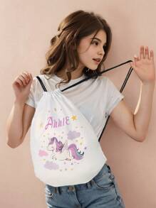 1 szt. Plecak ze ściągaczem z nadrukiem imienia, można dostosować do własnego, unikalnego projektu, odpowiedni dla dzieci i nastolatków, nadrukuj własne imię lub imię siostry i kolegów z klasy jako prezent, wielofunkcyjny, ozdobny, z literą, stylowy, uroczy, kolorowy, kawaii, uroczy, swobodny, miękki, wyjątkowy, spersonalizowany, prezent dla dziecka, słodkie dziecko, rodzina, przyjaciele, córka, syn, ona, na Dzień Dziecka, wiosenną przerwę, Halloween