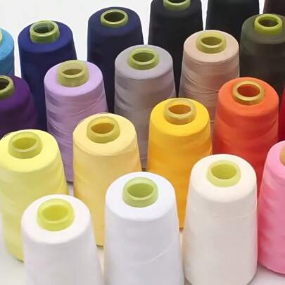 1 pieza Carrete de 3000 yardas/rollo de Hilos de coser resistentes y duraderos 100% de poliéster para máquina de coser profesional, herramientas de bordado y costura para el hogar (empaque aleatorio, color de bobina aleatorio)
