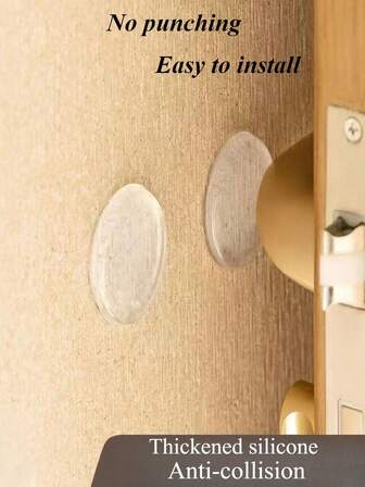 4 件装冰箱防撞垫 透明门把手墙贴 易安装硅胶垫 无痕家具墙面防撞装置 门背减震器 降噪 居家办公 可重复使用