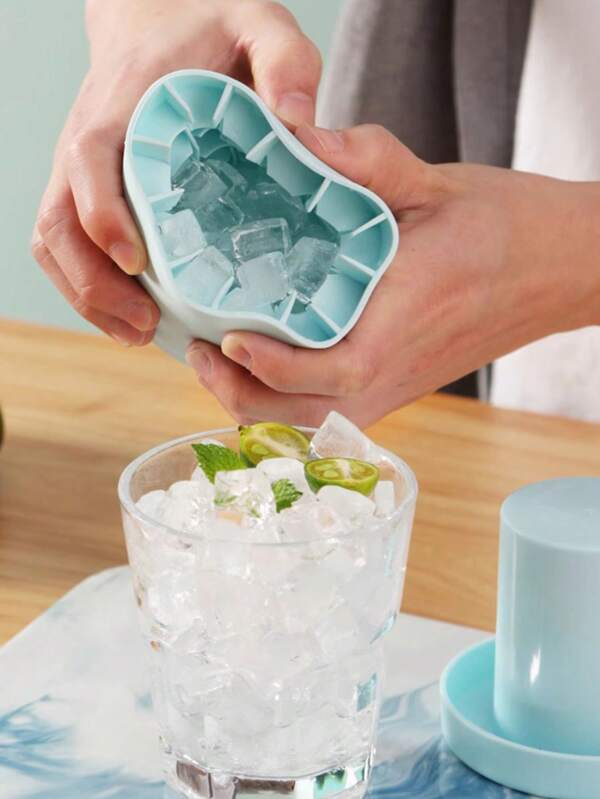 1 pieza Molde de silicona 3D portátil para hacer cubitos de hielo, molde de silicona para cubitos de hielo de fácil extracción, con capacidad para hasta 60 cubitos de hielo para hacer helados, yogur, caramelos, cubitos de hielo, perfecto para fiestas, viajes, bodas, cumpleaños, graduaciones, cocina, exteriores