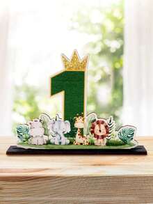 1 pezzo Decorazioni in legno stile animale della giungla, bomboniera per il compleanno, decorazioni in legno a tema animali della giungla, leopardo, per feste di primo compleanno, decorazione creativa per casa, decorazione fotografica da tavolo, decorazione per festa di festa di nascità, decorazione in legno artigianale per feste