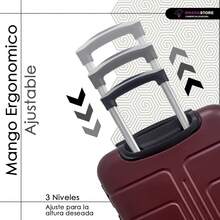 Kit Maletas Viaje Avión Carry on 2pz 10kilos Con Candado De Seguridad Ruedas 360 Set 20+20 Pulgadas Cabina - Vino - Ver 5