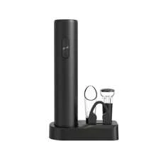 1pc Electric Wine Bottle Opener, Suitable For Parties And Wine Lovers, Kitchen Gadget Gift, Opens Bottles, Convenient Storage, Battery Operated (Batteries Not Included). Available In Set Or Single Mode. Set Includes: Bottle Opener, Foil Cutter, Storage Base.