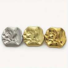 10件套18/25/36毫米时尚金属大纽扣，适用于毛衣/开衫/外套，金色/银色/浅金色|纹理不对称服装装饰配件DIY缝纫纽扣 - 彩色 - 查看 4