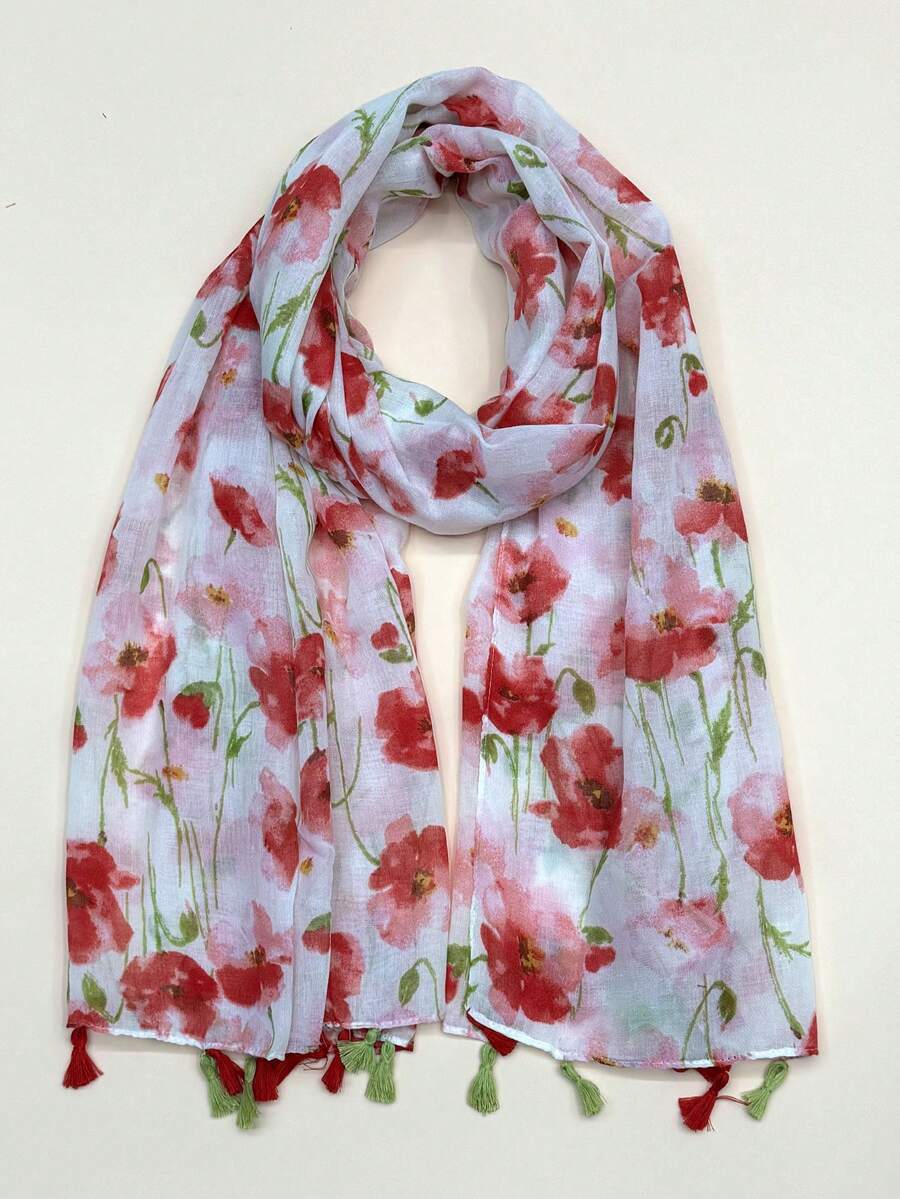 Women's Simple Printed Scarf, Fashionable New Scarf, Spring/Summer Sunscreen Beach Shawl, Linen Feel Shawl For Women - Multicolor - View 1