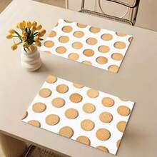 1/4/6-Piece Kitchen Table Placemats, Designed With Cookie And Coffee Patterns, Woven From 100% Polyester Fiber, Measuring 12 * 18 Inches/30 * 45 Centimeters, Machine Washable Polyester Placemats, Heat-Resistant, Stain Resistant, Waterproof, Easy To Clean, Can Be Used As Gifts, Household Daily Necessities, Kitchen Supplies, And Spring Interior Decoration. - Multicolor - View 9