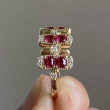 1 Piece Of Retro Heavy-Duty Ring, A Light Luxury Niche High-End Ring Worn By Women In Daily Life - 紅色 - 查看 3