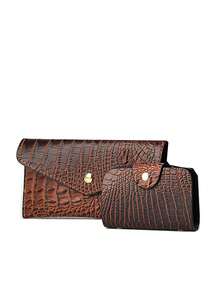 3 件套奢华鳄鱼纹手提包、时尚大容量手提包和单肩包，适合中年妈妈 - 彩色 - 查看 12